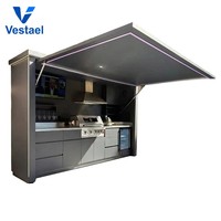 Ensemble de meubles de cuisine d'extérieur modulaires Vestael avec îlot barbecue pour cour, patio et jardin