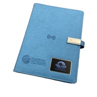 Carnet A5 en cuir PU pour entreprise avec batterie externe intégrée 8000 mAh, sortie 10W Type-C et support pour clé USB 8 Go