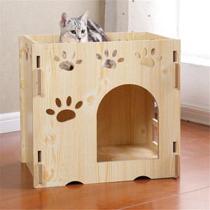 Commercio all'ingrosso comodo moderno gatto arrampicata cornice di legno del gatto albero di casa con scratch - Product Image 2