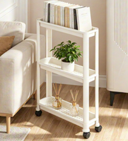 Étagère de rangement double étroite réglable en plastique robuste de qualité industrielle pour salle de bain, maquillage, école, cuisine, salon