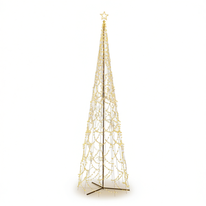 <b>Christmas</b> <b>Cone</b> <b>Tree</b> 8x26 Ft Warm White Led Lights 3000 Indoor Festive Decorations Metal Standing <b>Tree</b> - Product Image 1