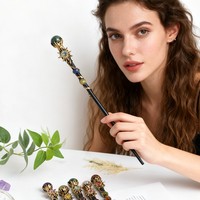Baguette Magique en Cristal Naturel en Gros, Sceptre de Sorcière avec 7 Chakras, Pierre Précieuse, Étoile, Cœur, Sphère, Accessoire de Guérison