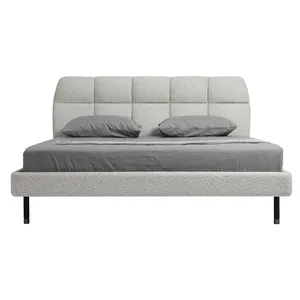 Italian minimalist fabric bed Modern simple flannel soft rest double bed Master bedroom designer 1.8m soft bag king bed custom