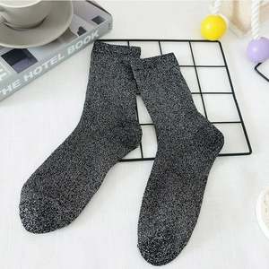 Korean Fashion Shiny Gold Silver Silk Knitted Women's Glitter <strong>Socks</strong> - Product Image 5