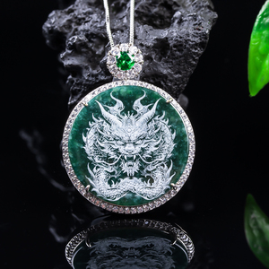 Pendentif Dragon Gardien en Jadeite Naturelle Sculptée avec Effet <span class=keywords><strong>Ombre</strong></span>, Livré avec Chaîne, Collier Pendentif en Jade Exquis, Bijou - Product Image 5