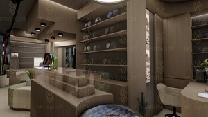 Vitrine murale en bois pour lunettes avec éclairage LED, design personnalisé pour comptoir de magasin d'optique - Product Image 2