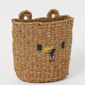 New Item Seagrass Storage <b>Basket</b> with Lid Minimal <b>Animal</b> Woven Organizer for Nursery Room from Vietnam - Product Image 1