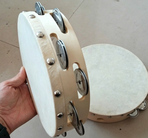 Wholesale 9-Inch Double-Row Tambourine Orff Percussion Instrument Jingles Tambourine Wooden Hand <b>Drum</b> Musical Toy - Product Image 2