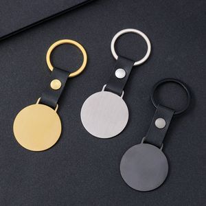 Porte-clés gravé personnalisé Porte-clés en métal vierge Disque rond Dog Tags Sublimation Porte-clés Mousqueton Cadeaux - Product Image 1