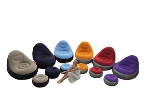 New Portable Outdoor <b>Inflatable</b> Lounge <b>Sofa</b> Chair With Pedal Pump PVC Flocking Material for Bedroom & Living Room Use - Product Image 4