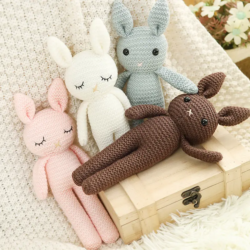 Benutzer definierte natürliche Baby Häkel schafe handgemachte gestrickte Hase weiche Amigurumi Häkeln Kaninchen Tier Spielzeug für Valentinstag Geschenk