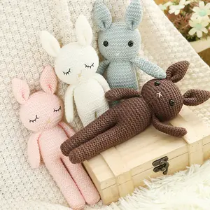 Conejo de ganchillo hecho a mano para bebé, oveja Natural personalizada, conejo suave de ganchillo, juguete de Animal para regalo de San Valentín, 100%