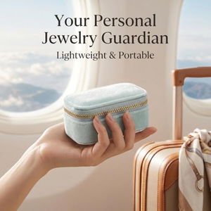 Boîte à bijoux mini en velours et cuir personnalisée avec logo, portable pour voyage, organisateur de boucles d'oreilles et bagues, étui cadeau pour femme - Product Image 3