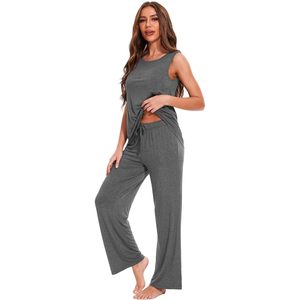 Ensemble de pyjama personnalisé pour femmes, débardeur et pantalon en bambou, vêtements de nuit respirants, pyjamas pour femmes, fabricant de vêtements haut de gamme au Vietnam - Product Image 3