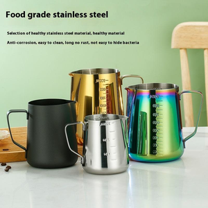 Source Pointu Professionnel Machine À Café <span class=keywords><strong>Lait</strong></span> Tasse <span class=keywords><strong>Ustensile</strong></span> 304 Épaissi En Acier Inoxydable Design Moderne Fleur Cylindre Style - Product Image 4