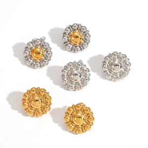 Pendientes de Acero Inoxidable con Cuentas Redondas Doradas, Pendientes de Oro de 18k, Resistentes al Deslustre y al Agua, Pendientes de Botón para Mujer - Product Image 3