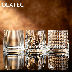 Verres à vin en gros, verres à whisky courts en cristal transparent à motif diamant <span class=keywords><strong>c</strong></span>ôtelé et gaufré, verrerie - Product Image 2