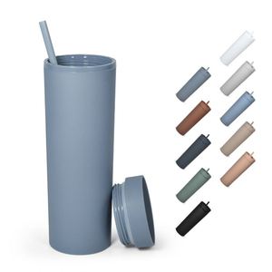 Wholesale 16Oz Acrylic Skinny Matte Colored <b>Cups</b> <b>Lids</b> <b>and</b> <b>Straws</b> Double Wall Plastic Tumblers With <b>Straw</b> - Product Image 3