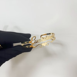 Qiuhan OEM/ODM Personalized Name Cuff <strong>Bangle</strong> Custom Stainless Steel Bracelet Custom Name Cuff <strong>Bangle</strong> <strong>for</strong> Kids Women <strong>Men</strong> - Product Image 5