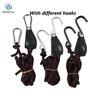 Sangles d'arrimage à cliquet en acier tressé solide de 6 mm, 1/4 pouce, 8 pieds, avec crochet en S, revêtement PP, noir et rouge, lot en vrac pour bateaux et benne de camion