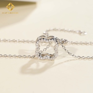 Collier en argent sterling 925 avec pendentif trèfle, vente chaude, moissanite, testeur de diamant, collier trèfle, bijoux pour femmes - Product Image 5