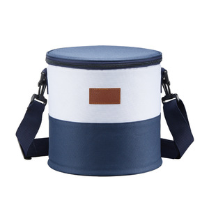Sac isotherme de grande capacité en tissu Oxford, isolé pour les canettes, pour pique-nique en plein air, camping, style bandoulière, bleu blanc - Product Image 4