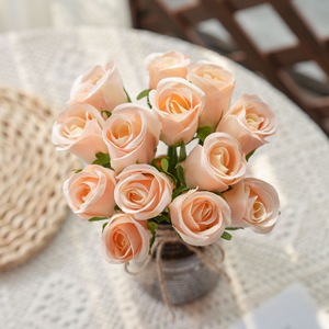 ช่อดอกกุหลาบประดิษฐ์ CallaFloral สีชมพูอ่อน สีแชมเปญ สีเทา สำหรับตกแต่งงานแต่งงาน ผ้าทอแบบแพน  ก้านเดี่ยว - Product Image 2