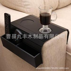Mesa Auxiliar de Madera para Reposabrazos 42.5x32x8cm, Soporte Portátil de Madera Maciza para Bebidas en Sofá, Posición Frontal - Product Image 3