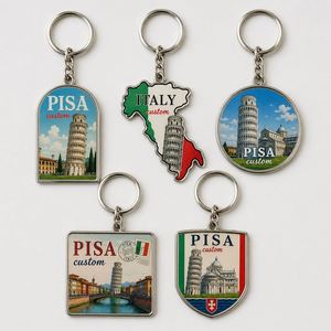 Porte-clés personnalisé en gros, pendentif Tour inclinée de Pise, culture italienne, chaînes, Italie, design de voyage européen, souvenir, porte-clés - Product Image 1