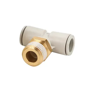YBL KQ2T T TypeBrass Fittings Push In Plastic Air Hose Connectors Pneumatic Quick Connectors Copper Fittings