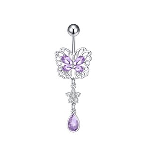 Cincin pusar liontin permata Australia, cincin perut menjuntai panjang zirkon, cincin permata Australia - Product Image 3