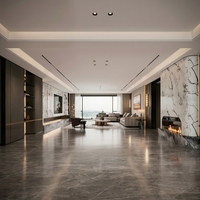 Meuble TV bas profil avec tiroirs de rangement et éclairage d'ambiance LED pour salon moderne, projet de personnalisation complète de la maison, OEM