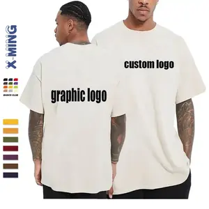 Üretim boy t shirt yüksek kalite streetwear boş T shirt 210gsm 250gsm ağır grafik baskı logosu T shirt erkekler için