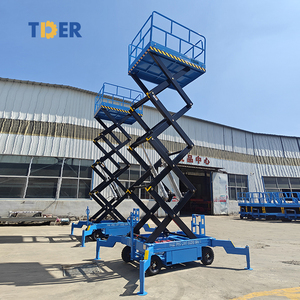 TDER Stock 7 días Envío rápido Mini elevador de tijera semieléctrico 500kg 0,5 toneladas 4 6 8 10 12m <span class=keywords><strong>plataforma</strong></span> de trabajo de elevación de altura - Product Image 5