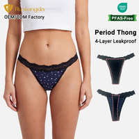 Culotte menstruelle OEM personnalisée en coton respirant, taille basse, 4 couches anti-fuites, dentelle, pour flux léger