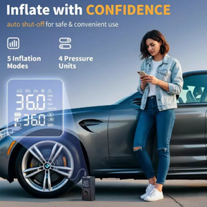 Inflador <span class=keywords><strong>de</strong></span> Neumáticos Digital <span class=keywords><strong>de</strong></span> 4000 mAh y 150 PSI con Pantalla, Luz LED, Bomba <span class=keywords><strong>de</strong></span> Aire Eléctrica Inteligente y Portátil para Automóviles, Motocicletas y <span class=keywords><strong>Bicicletas</strong></span> - Product Image 6