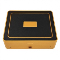 Boîte à chocolats en bois doré avec intérieur en cuir PU et doublure en microfibre, avec tiroir et couvercle magnétique, pour l'emballage de cadeaux de luxe pour le Ramadan et l'Aïd