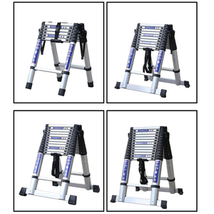 Échelle télescopique multifonctionnelle portable en alliage d'aluminium, échelle télescopique double face en <span class=keywords><strong>bambou</strong></span> - Product Image 3