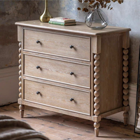 Buffet mural moderne en bois massif modulaire à sept tiroirs, style vieilli, pour chambre à coucher