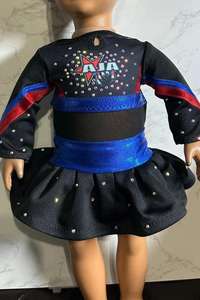 Rode En Zwarte Groothandel Custom Amerikaanse Meisje Pop Cheer Uniformen Cheerleader Outfit - Product Image 5