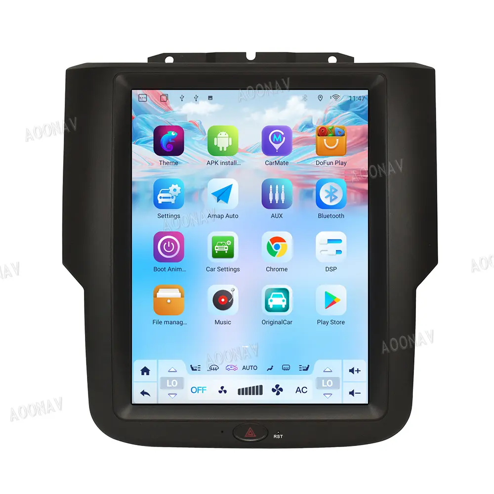 Radio mobil Android 128GB, untuk Dodge RAM 1500 2500 2014-2018 Stereo otomatis layar vertikal GPS Navi Multimedia Player Unit Carplay