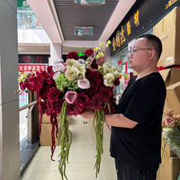 DKB Vente en gros de centres de table de mariage, fleurs artificielles en soie de haute qualité, boule de fleurs blanches pour la décoration de mariage