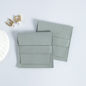 Bolsa de Joyería de Microfibra de Terciopelo, Rectangular, con Ribete Verde Claro, 8x8cm, Embalaje para Pulseras, Embalaje para Puntos de Venta - Product Image 4