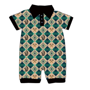 Factory Customization LOGO Summer Short Sleeve Baby Rompers Baby Girls Neck Button Romper Printing Snaps Collard <b>Onesie</b> Organic - Product Image 5