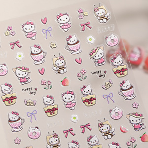 Pink <span class=keywords><strong>Hello</strong></span> <span class=keywords><strong>Kitty</strong></span> 5D Relief Plástico no tóxico 3D DIY Nail Art Stickers personalizables con aplicación <span class=keywords><strong>de</strong></span> belleza <span class=keywords><strong>de</strong></span> gran oferta - Product Image 3