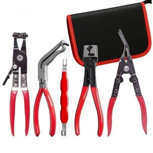 Ensemble de 5 pinces à sertir pour tuyaux, en acier à haute teneur en carbone, kit d'outils de réparation automobile avec étui souple - Product Image 1