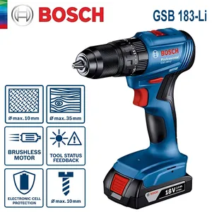 <span class=keywords><strong>Perceuse</strong></span>-<span class=keywords><strong>visseuse</strong></span> électrique <span class=keywords><strong>Bosch</strong></span> GSB 183-LI, <span class=keywords><strong>perceuse</strong></span> à percussion sans fil, sans balais, couple de 56 Nm, outils électriques multi-usages pour le bois et le métal - Product Image 1