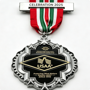 Médaille de célébration USAA 2025 en alliage de zinc plaqué argent, forme irrégulière, impression en relief, récompense - Product Image 5