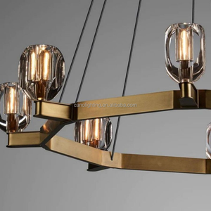 Luminaires suspendus modernes en cuivre massif, style Art Déco, pour <span class=keywords><strong>chambre</strong></span> à coucher, salon, salle à manger, vintage américain, lustre en cristal de luxe - Product Image 2