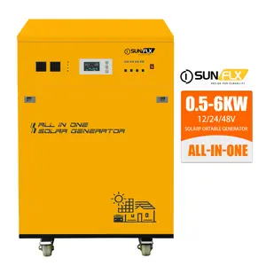 Sunflx generator tenaga surya 5kW 6KW, generator darurat kulkas, generator baterai bertenaga surya untuk rumah